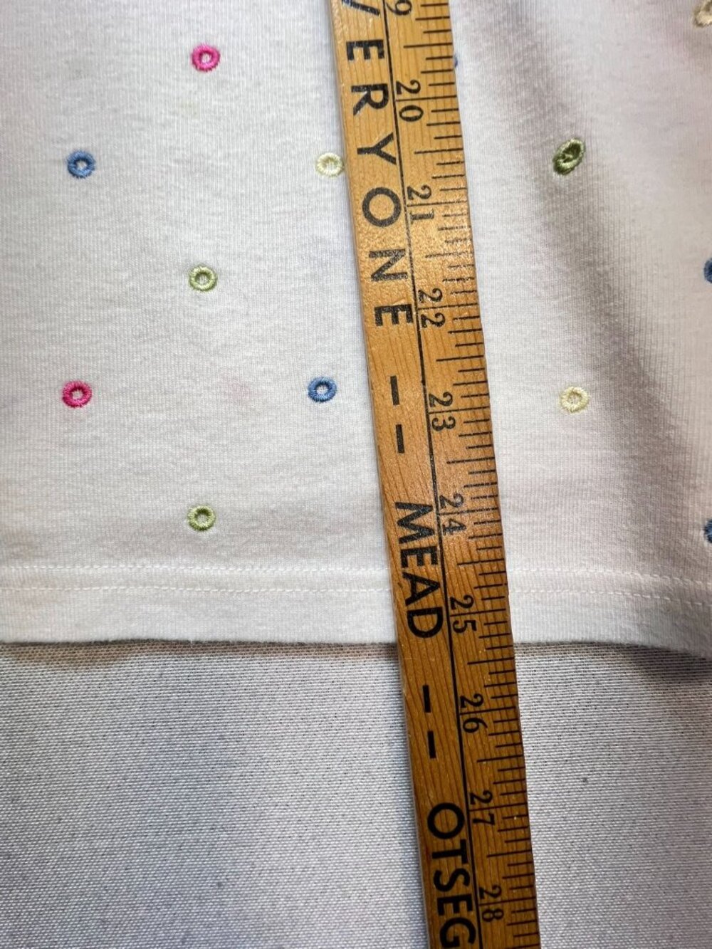 Talbots Women's Crew Neck T-Shirt Short Sleeve Stretch Size M White Polka Dot - Picture 8 of 9